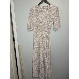 Angel Maternity Cream Floral Wrap Maxi Dress Minimalist Womens Large